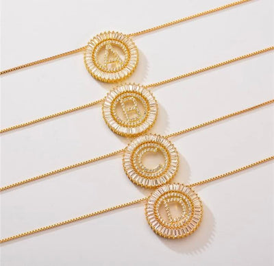 Initial Pendant Necklace Gold