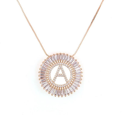 Initial Pendant Necklace Rose Gold