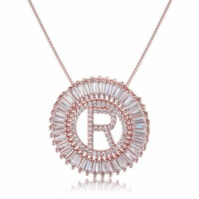 Initial Pendant Necklace Rose Gold